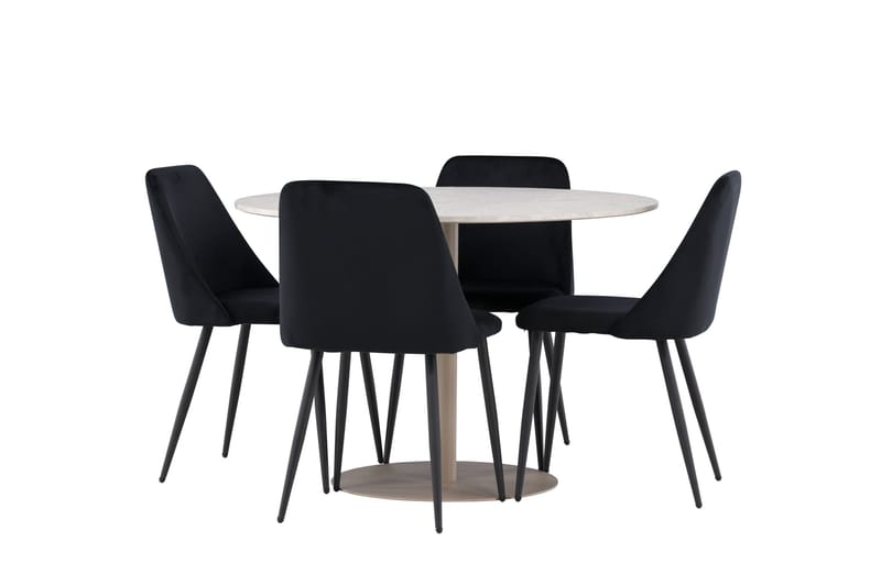 Lycke Matgrupp 110 cm Rund med 4 Night stolar - Beige/Svart - Products - Möbler - Bord & matgrupp - Matgrupp