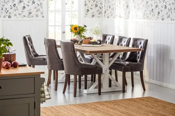 Lyon Förlängningsbar Matgrupp 200 cm med 6 Tuva Stol - Natur/Vit/Brun - Products - Möbler - Bord & matgrupp - Matgrupp