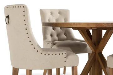 Lyon Matgrupp Rund med 4 st Viktoria Fåtölj - Trä / Beige - Products - Möbler - Bord & matgrupp - Matgrupp
