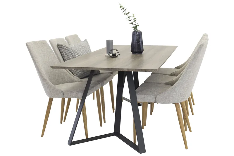 Marina Matgrupp 180 cm Rektangulär med 6 Leone stolar, Svart