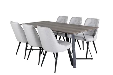 Marina Matgrupp 180 cm Rektangulär med 6 Velvet Deluxe stolar - Svart - Products - Möbler - Bord & matgrupp - Matgrupp