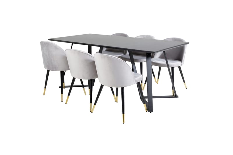 Marina Matgrupp 180 cm Rektangulär med 6 Velvet stolar - Svart - Products - Möbler - Bord & matgrupp - Matgrupp