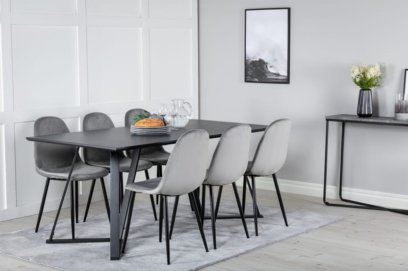Marina Matgrupp 180 cm Rektangulär med 6 Polar stolar - Svart - Products - Möbler - Bord & matgrupp - Matgrupp
