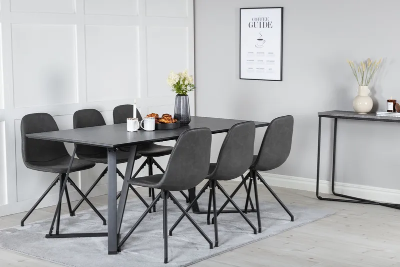 Marina Matgrupp 180 cm Rektangulär med 6 Polar stolar - Svart - Products - Möbler - Bord & matgrupp - Matgrupp