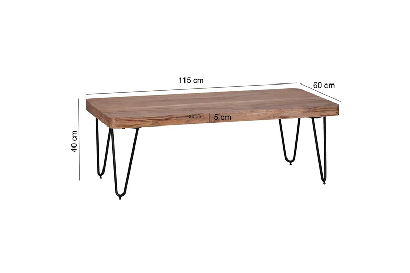 Mayotte Soffbord 115 cm - Akacia/Svart - Products - Möbler - Bord & matgrupp - Soffbord
