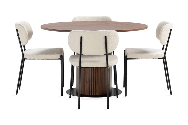 Noira Matbord 120 cm Massiv Valnöt Runt med 4st Gemmiano Mat - Brun - Products - Möbler - Bord & matgrupp - Matgrupp