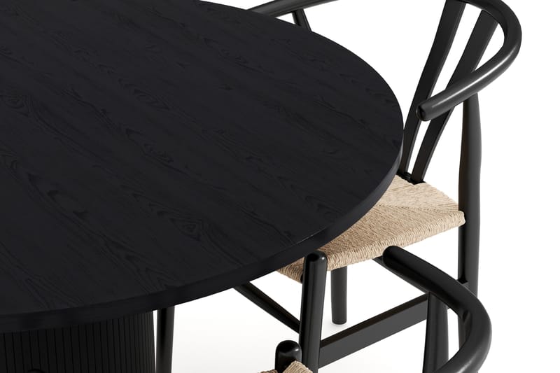 Noira Matgrupp 120 cm Massiv Ek Rund med 4 Dastoori Matstol - 2220067-4,2206128-1 - Svart - Products - Möbler - Bord & matgrupp - Matgrupp