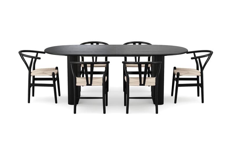 Noira Matgrupp förlängningsbart 220-320 cm Svart med 6 Dastoori Matstolar - Svart - Products - Möbler - Bord & matgrupp - Matgrupp