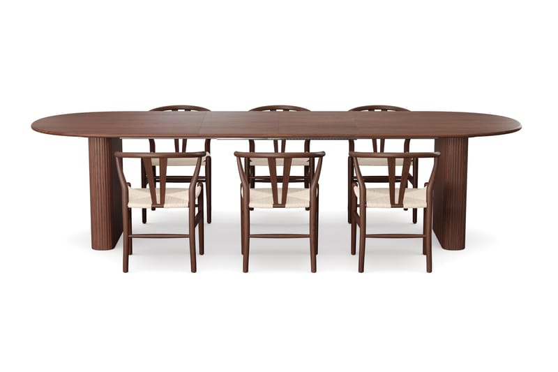 Noira Matgrupp förlängningsbart 220-320 cm Valnöt med 6 Dastoori Matstolar - Valnöt - Products - Möbler - Bord & matgrupp - Matgrupp