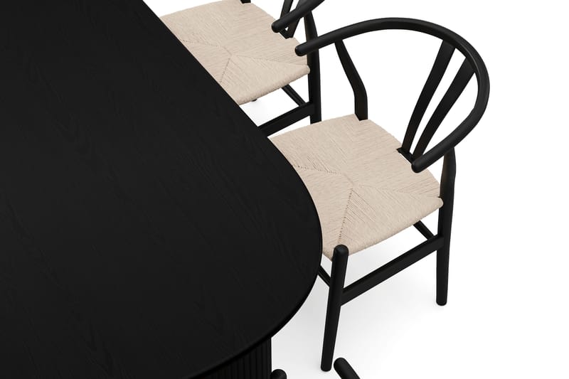 Noira Matgrupp rektangulärt 180 cm Svart med 6 Dastoori Matstolar - Svart - Products - Möbler - Bord & matgrupp - Matgrupp