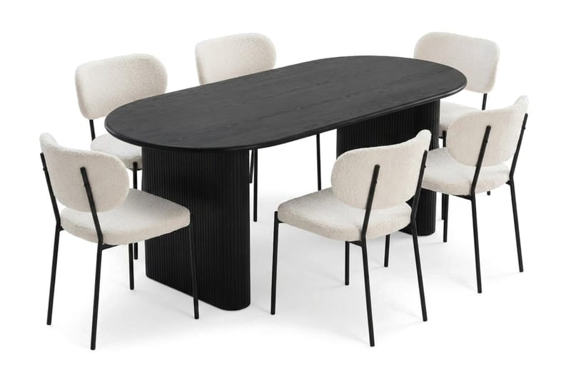 Noira Matgrupp rektangulärt 180 cm Svart med 6 Gemmiano Matstolar - Svart - Products - Möbler - Bord & matgrupp - Matgrupp