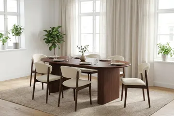 Noira Matgrupp rektangulärt 180 cm Valnöt med 6 Nala Matstolar - Valnöt - Products - Möbler - Bord & matgrupp - Matgrupp
