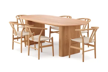 Noira Matgrupp rektangulärt 220 cm Ek med 8 Dastoori Matstolar