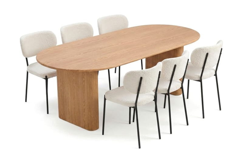 Noira Matgrupp rektangulärt 220 cm Ek med 8 Gemmiano Matstolar - Ek - Products - Möbler - Bord & matgrupp - Matgrupp