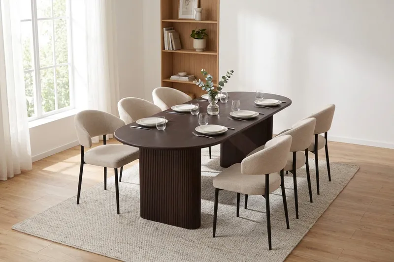 Noira Matgrupp rektangulärt 220 cm Rökt Ek med 6 Sawako Matstolar - Rökt ek - Products - Möbler - Bord & matgrupp - Matgrupp