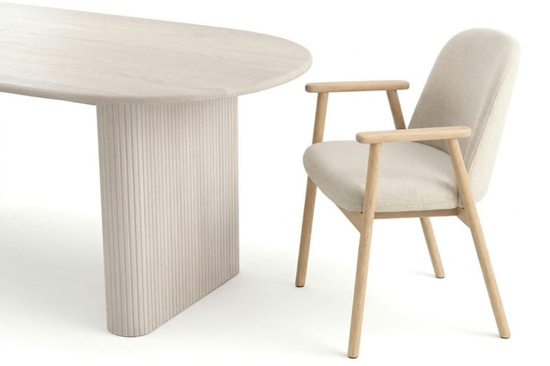 Noira Matgrupp rektangulärt 220 cm Vitlaserad med 8 Reciclar Matstolar - Vitlaserad - Products - Möbler - Bord & matgrupp - Matgrupp