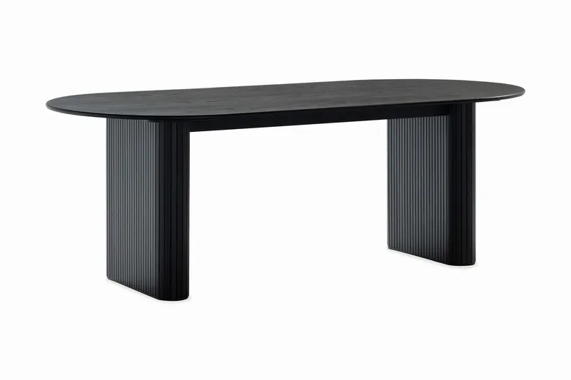 Noira Ovalt Matbord 220 cm Svart +  6 st Nibe stol beige med svarta ben - Svart/Beige - Products - Möbler - Bord & matgrupp - Matgrupp