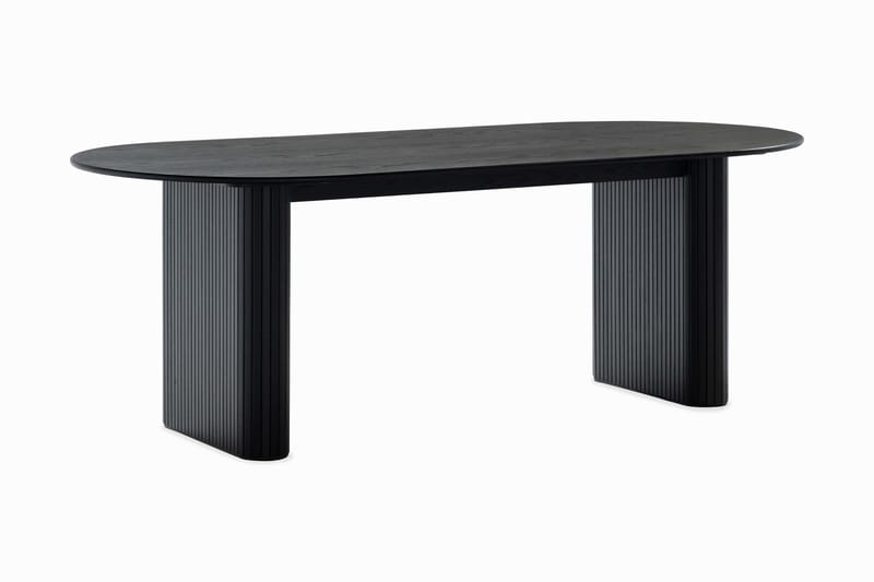 Noira Ovalt Matbord 220 cm Svart +  8 st Nibe stol grå med svarta ben - Svart/Grå - Products - Möbler - Bord & matgrupp - Matgrupp