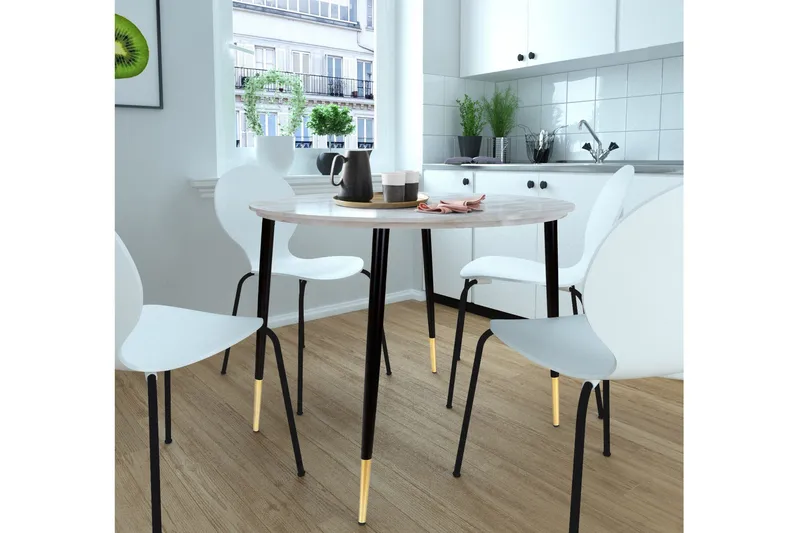 Oktoos Matbord Runt 100 cm - Grå/Vit/Svart/Guld - Products - Möbler - Bord & matgrupp - Marmorbord