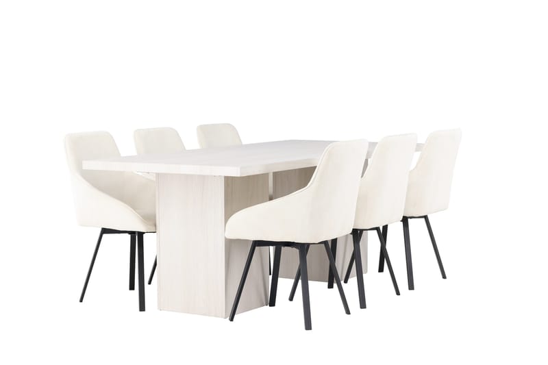 Olga Matgrupp 200 cm Rektangulär med 6 Rosie Stolar - Vit - Products - Möbler - Bord & matgrupp - Matgrupp