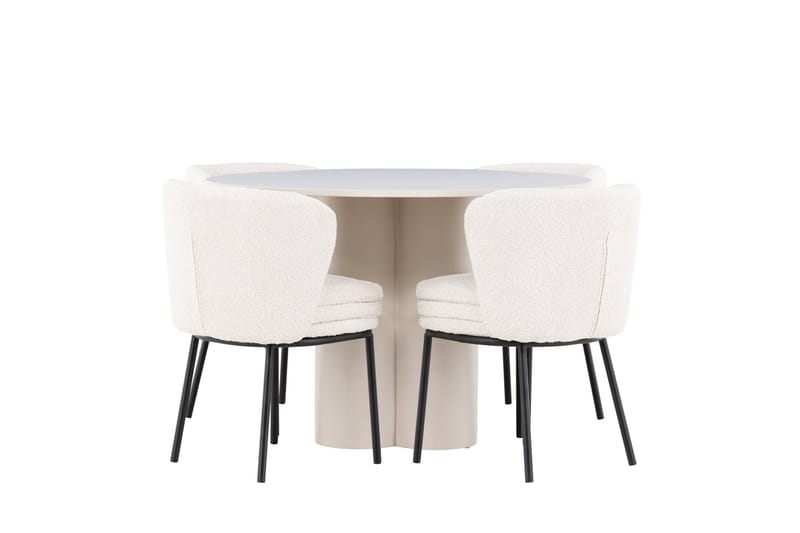 Olivia Matgrupp 110 cm Rund med 4 Agnes stolar - Beige/Vit - Products - Möbler - Bord & matgrupp - Matgrupp