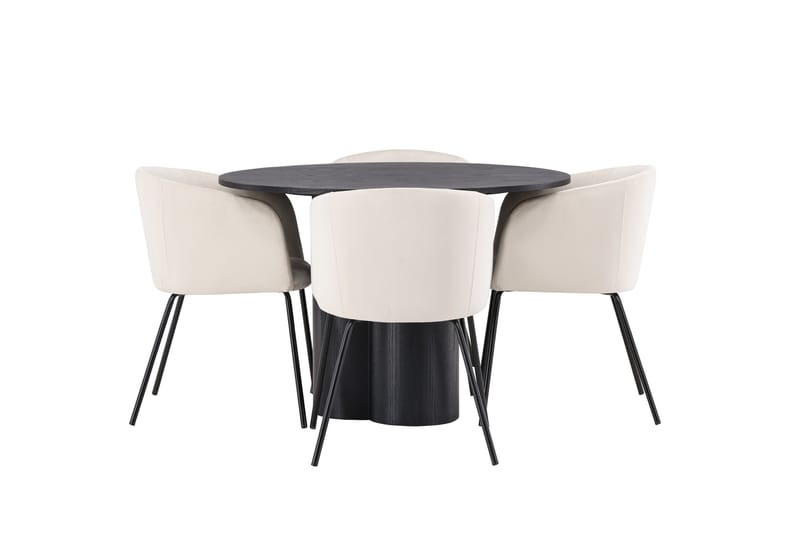 Olivia Matgrupp 110 cm Rund med 4 Berit Stolar - Beige - Products - Möbler - Bord & matgrupp - Matgrupp