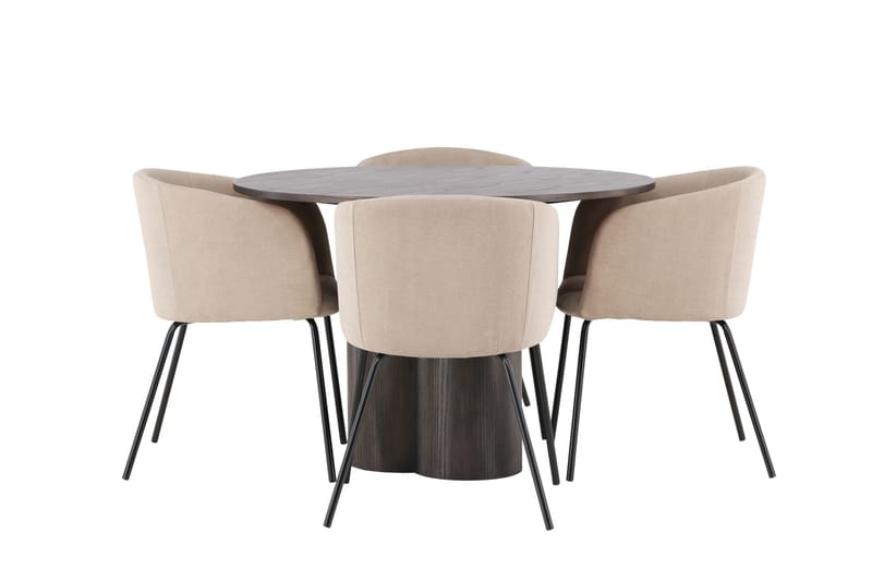 Olivia Matgrupp 110 cm Rund med 4 Berit stolar - Beige - Products - Möbler - Bord & matgrupp - Matgrupp