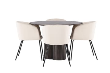 Olivia Matgrupp 110 cm Rund med 4 Berit stolar - Beige - Products - Möbler - Bord & matgrupp - Matgrupp