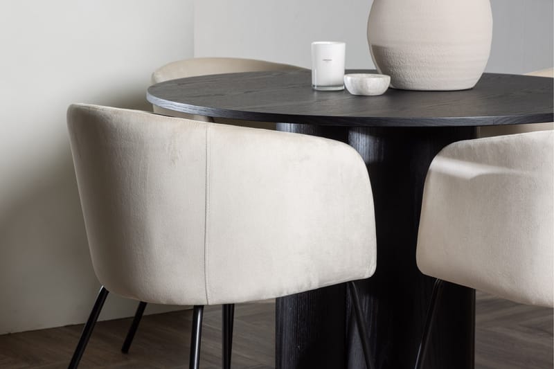 Olivia Matgrupp 110 cm Rund med 4 Berit Stolar - Beige - Products - Möbler - Bord & matgrupp - Matgrupp