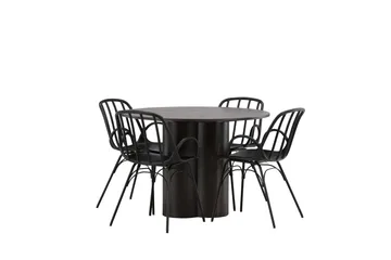 Olivia Matgrupp 110 cm Rund med 4 Dyrön stolar - Svart - Products - Möbler - Bord & matgrupp - Matgrupp