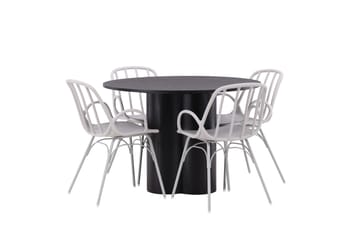 Olivia Matgrupp 110 cm Rund med 4 Dyrön Stolar - Svart - Products - Möbler - Bord & matgrupp - Matgrupp
