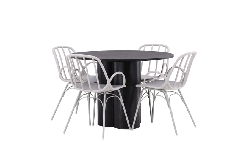 Olivia Matgrupp 110 cm Rund med 4 Dyrön Stolar - Svart - Products - Möbler - Bord & matgrupp - Matgrupp