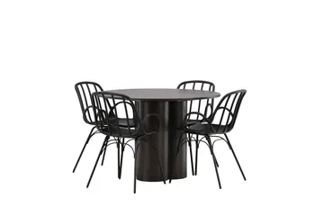 Olivia Matgrupp 110 cm Rund med 4 Dyrön stolar - Svart - Products - Möbler - Bord & matgrupp - Matgrupp