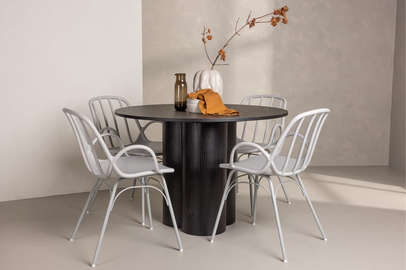 Olivia Matgrupp 110 cm Rund med 4 Dyrön Stolar - Svart - Products - Möbler - Bord & matgrupp - Matgrupp