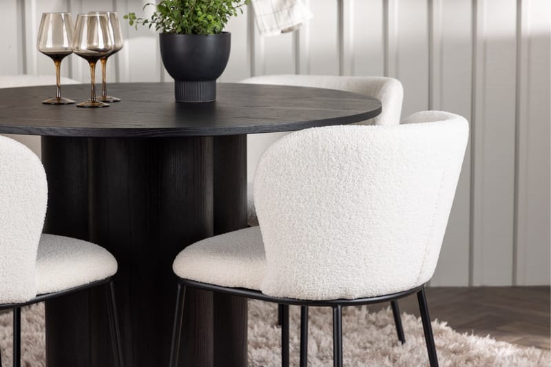 Olivia Matgrupp 110 cm Rund med 4 Edina Stolar - Svart - Products - Möbler - Bord & matgrupp - Matgrupp