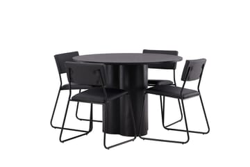 Olivia Matgrupp 110 cm Rund med 4 Kenth Stolar - Svart - Products - Möbler - Bord & matgrupp - Matgrupp