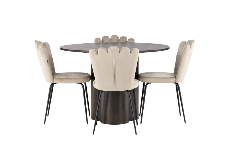 Olivia Matgrupp 110 cm Rund med 4 Limhamn stolar, Beige