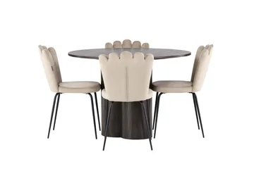 Olivia Matgrupp 110 cm Rund med 4 Limhamn stolar - Beige - Products - Möbler - Bord & matgrupp - Matgrupp