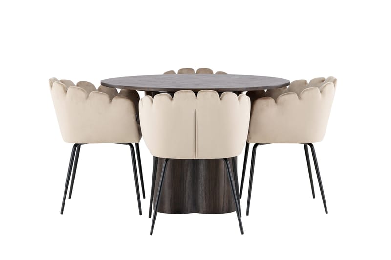 Olivia Matgrupp 110 cm Rund med 4 Limhamn stolar - Beige - Products - Möbler - Bord & matgrupp - Matgrupp