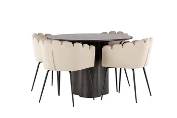 Olivia Matgrupp 110 cm Rund med 4 Limhamn stolar - Beige - Products - Möbler - Bord & matgrupp - Matgrupp