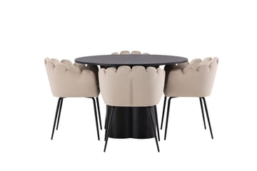 Olivia Matgrupp 110 cm Rund med 4 Limhamn Stolar - Beige - Products - Möbler - Bord & matgrupp - Matgrupp