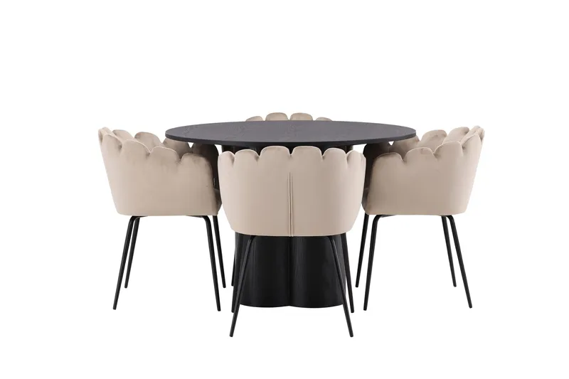 Olivia Matgrupp 110 cm Rund med 4 Limhamn Stolar, Beige