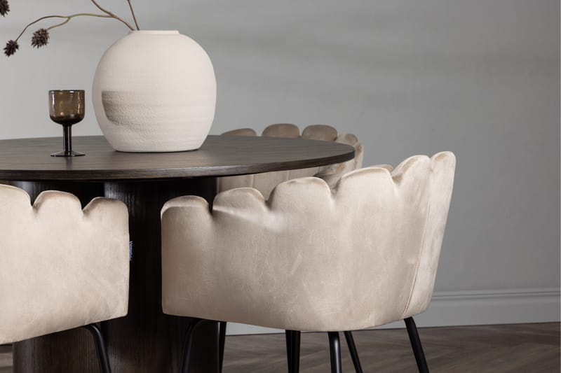 Olivia Matgrupp 110 cm Rund med 4 Limhamn stolar - Beige - Products - Möbler - Bord & matgrupp - Matgrupp