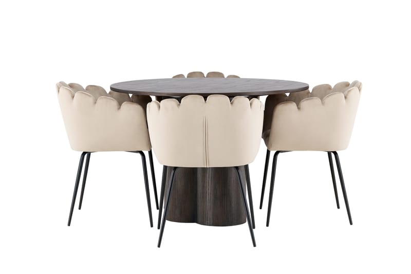 Olivia Matgrupp 110 cm Rund med 4 Limhamn stolar - Beige - Products - Möbler - Bord & matgrupp - Matgrupp