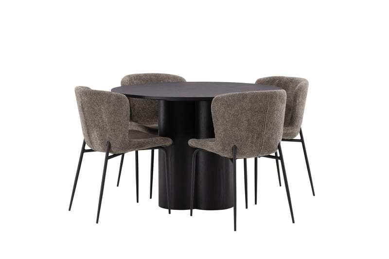 Olivia Matgrupp 110 cm Rund med 4 Modesto Stolar - Beige - Products - Möbler - Bord & matgrupp - Matgrupp