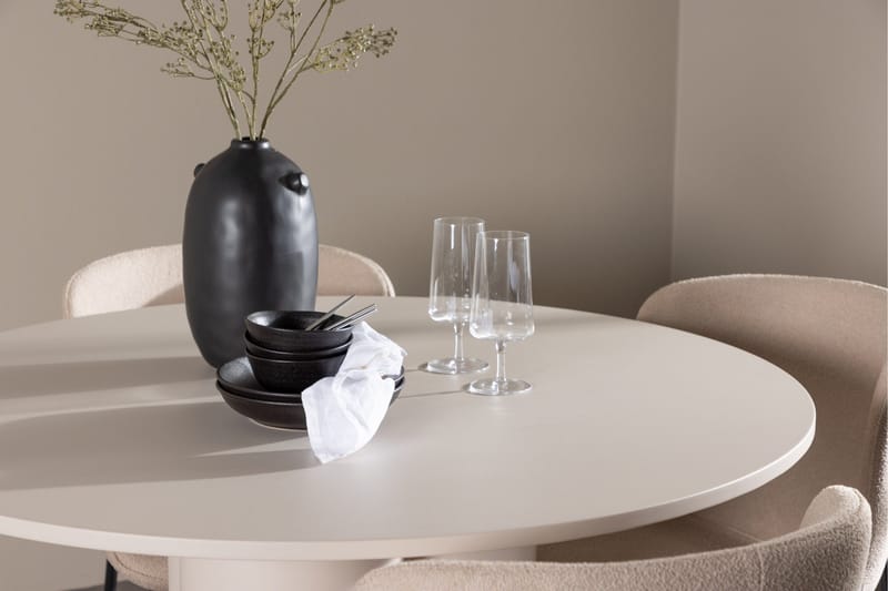 Olivia Matgrupp 110 cm Rund med 4 Modesto stolar - Beige/Beige - Products - Möbler - Bord & matgrupp - Matgrupp