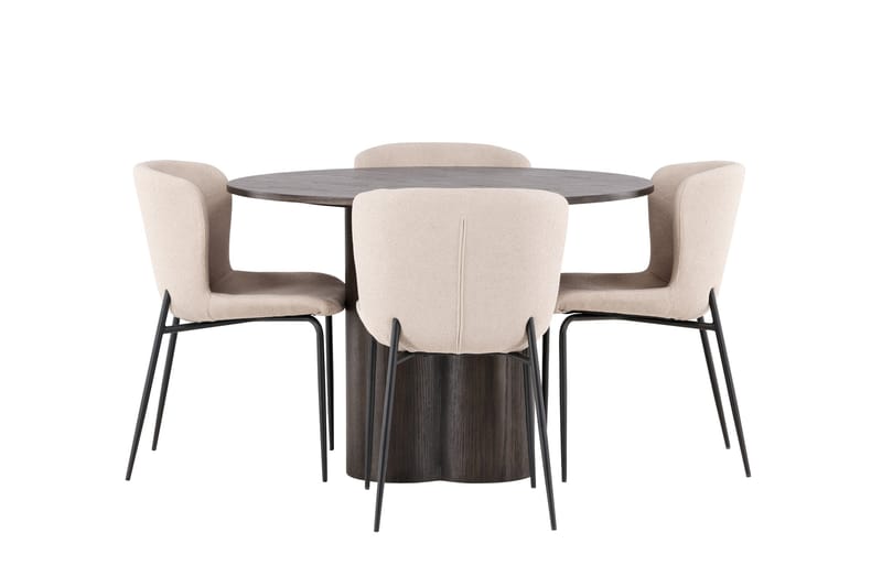 Olivia Matgrupp 110 cm Rund med 4 Modesto stolar - Mörkgrå - Products - Möbler - Bord & matgrupp - Matgrupp
