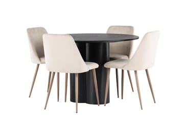 Olivia Matgrupp 110 cm Rund med 4 Night Stolar - Svart - Products - Möbler - Bord & matgrupp - Matgrupp