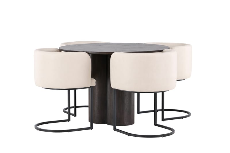 Olivia Matgrupp 110 cm Rund med 4 Simrishamn stolar - Beige - Products - Möbler - Bord & matgrupp - Matgrupp