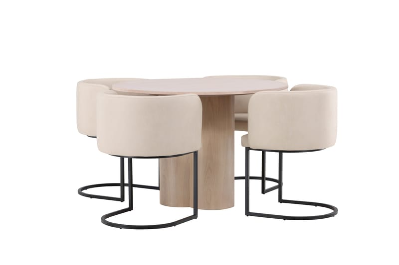 Olivia Matgrupp 110 cm Rund med 4 Simrishamn stolar - Whitewash - Products - Möbler - Bord & matgrupp - Matgrupp